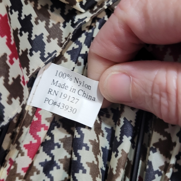 Aramis Houndstooth Pattern Large Umbrella Hound Dog Head WOOD Handle Vintage - Picture 6 of 8